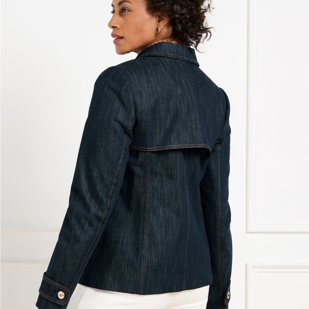 TALBOTS REFINED DENIM SHORT TRENCH COAT - Picture 2 of 3
